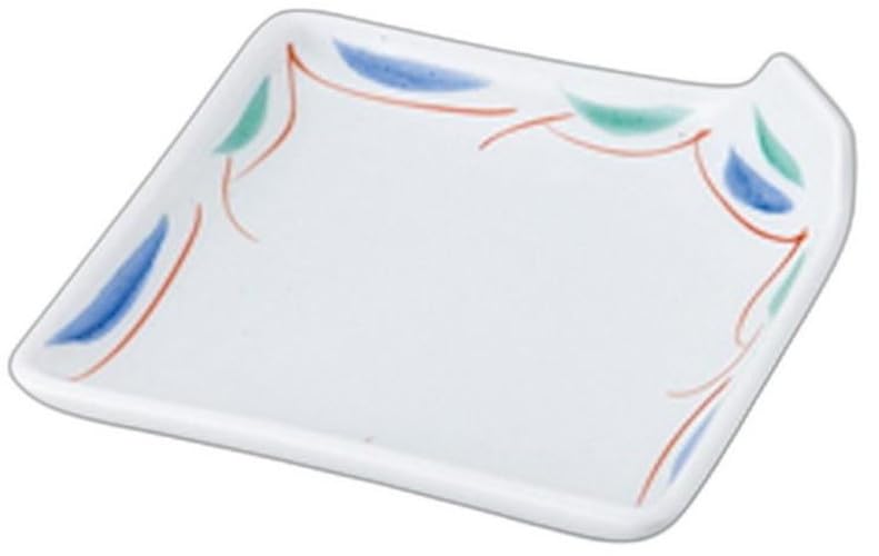bamboo blind plate x x Shokado reinforced porcelain Setomonohonpo Red-painted square-folded [10.8 10.8 3.2cm]