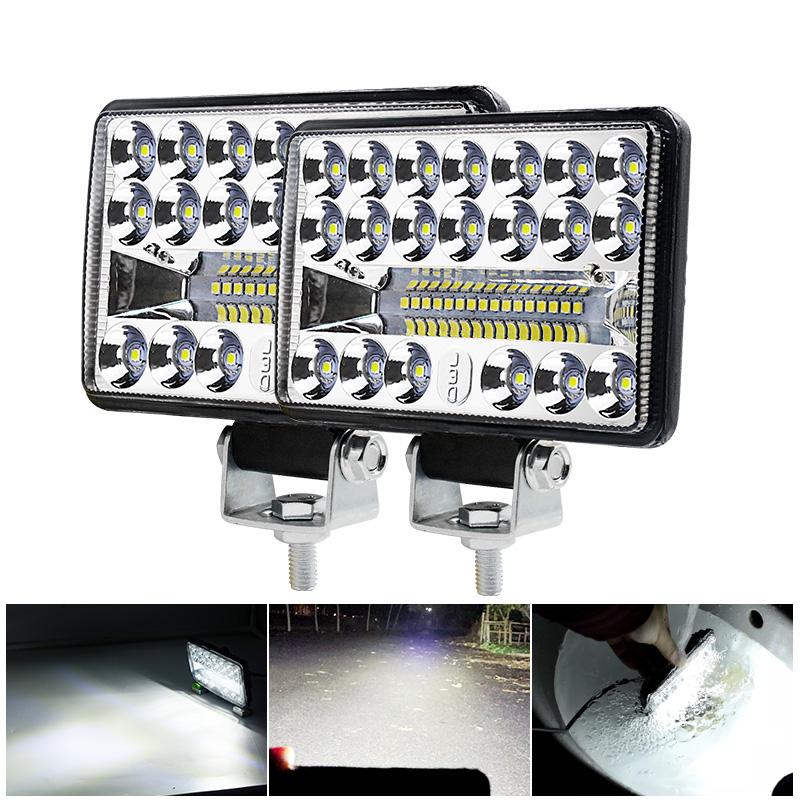 2Pcs 60W 3x5 Zoll Chrom Rechteckige LED Scheinwerfer Off-road Dach Suchscheinwerfer