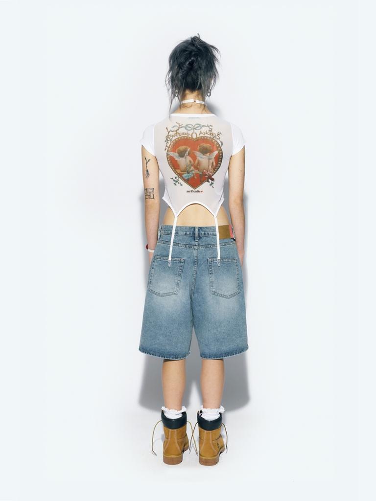 ASIF CALIE Corset Mesh T-Shirt White