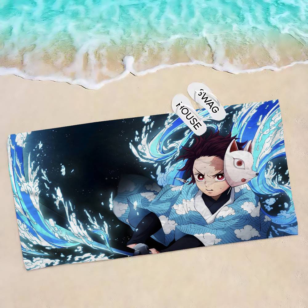 Demon Slayer Tanjiro Kamado Microfiber Beach Towel Absorbent Quick dry Soft Yoga Swimming Resort Mountain Climbing Towel