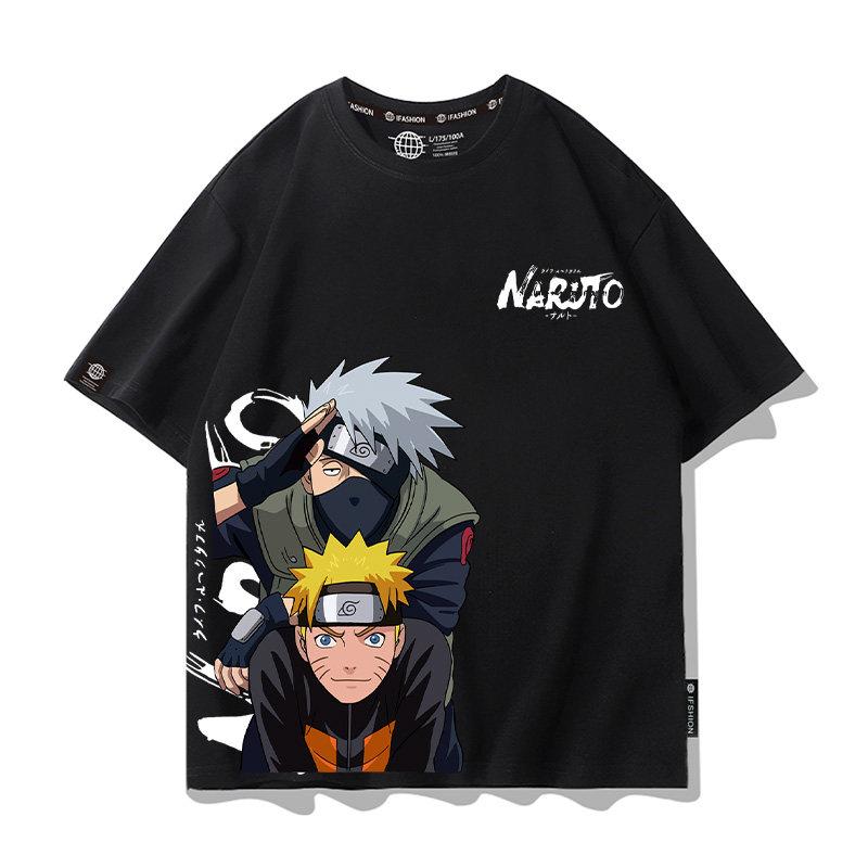 Anime Cartoon Childrens Tshirt Naruto Cartoon Co Branded Printing Parentchild Outfit Summer Cotton Fashion Short Sleeve