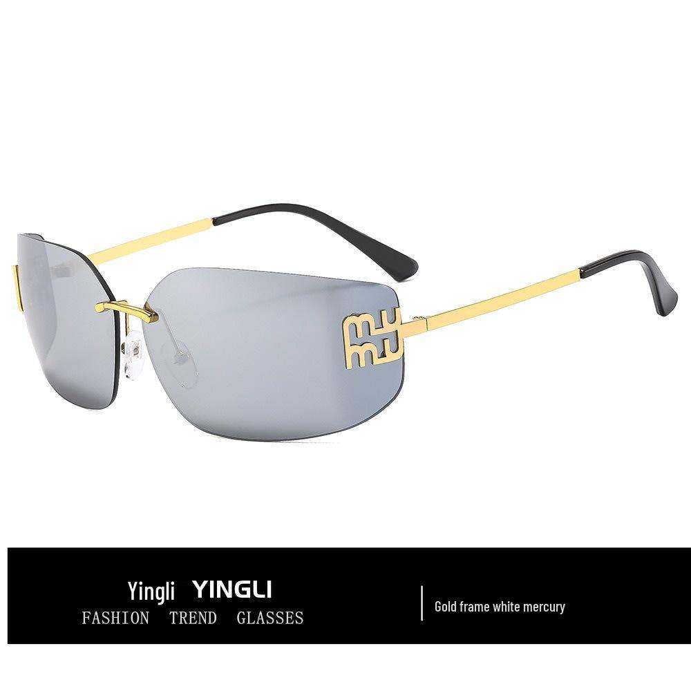 

Жіночі сонцезахисні окуляри Miu Miu Y2K без оправи, в стилі Чжан Юаньін