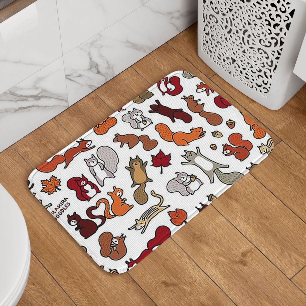 Squirrels In Fall Doodle Doormat Kitchen Entrance Home Floor Mat Non-slip Carpet Rug for Living room Footpad Mats