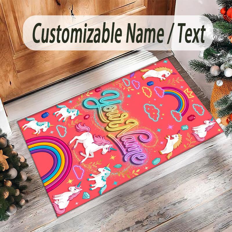 שטיח קטיפה קריסטל בנושא קסם פנטזיה, עם שם מותאם אישית, שטיח רצפה רך, עיצוב לבית