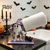 Halloween Paper Towel Holder Wooden Holder, Cute Patchwork Ghost Napkin Stand, Party Supplies Rustic Roll Dispenser for Kitchen Dining Table