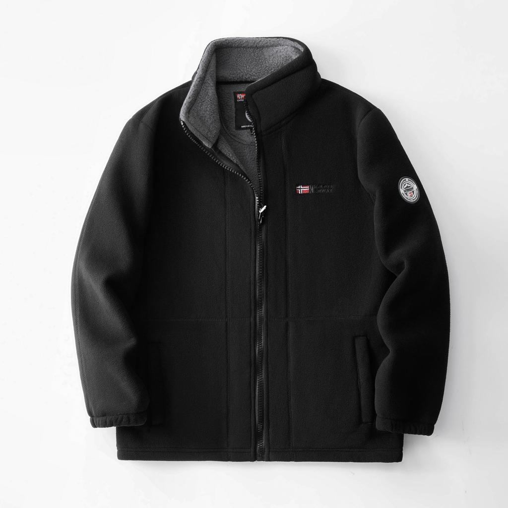 Norwegen Dickes Fleecegefüttertes Warmes Jacke: Doppellagige Baumwolle, Kältebeständig, Stehkragen, Mehrere Taschen, Übergröße.