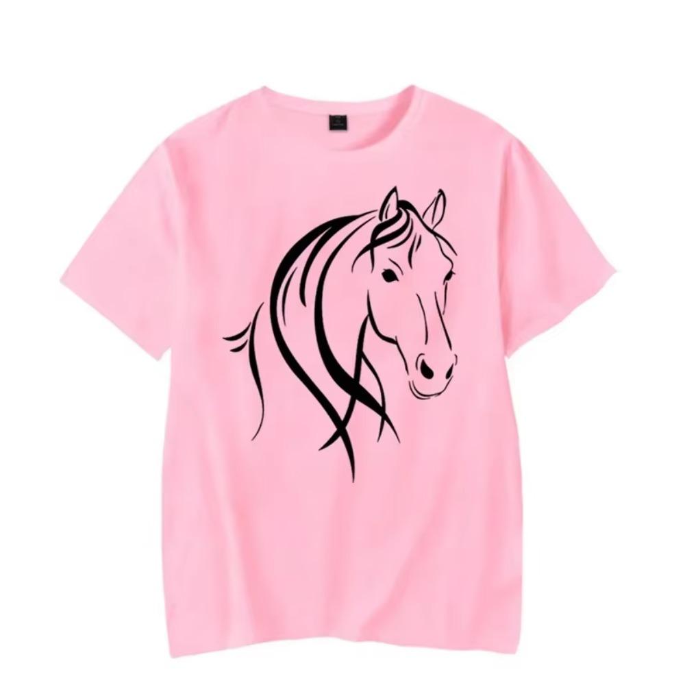 Herren T-Shirt Pferde Kawaii T-Shirt Herren Damen T-Shirt Pferde Grafik Herren T-Shirts Klassisches Oversized T-Shirt Camisetas Masculino