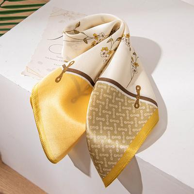 53*53CM 100% Mulberry Silk Square Scarf Oil Painting Luxury Scarves Sunscreen Shawl Neckerchief Gift