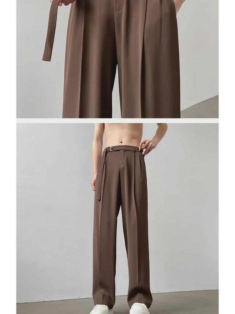 Pantaloni largi drapați la modă pentru bărbați Napoli - Pantaloni de costum japonezi de lux ușor