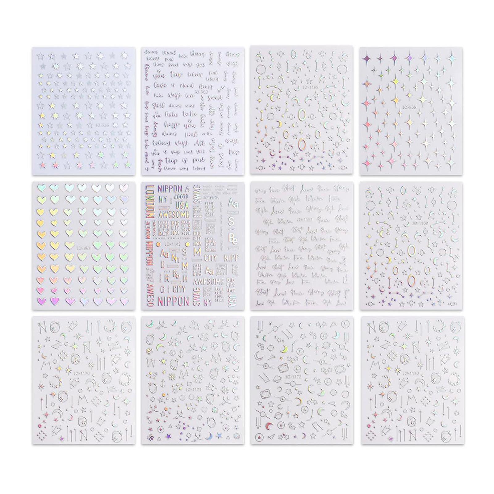 

12pcs Aurora Nail Wraps Colorful DIY Nail Art Stickers for Fashion Women and Students Long Lasting and Waterproof