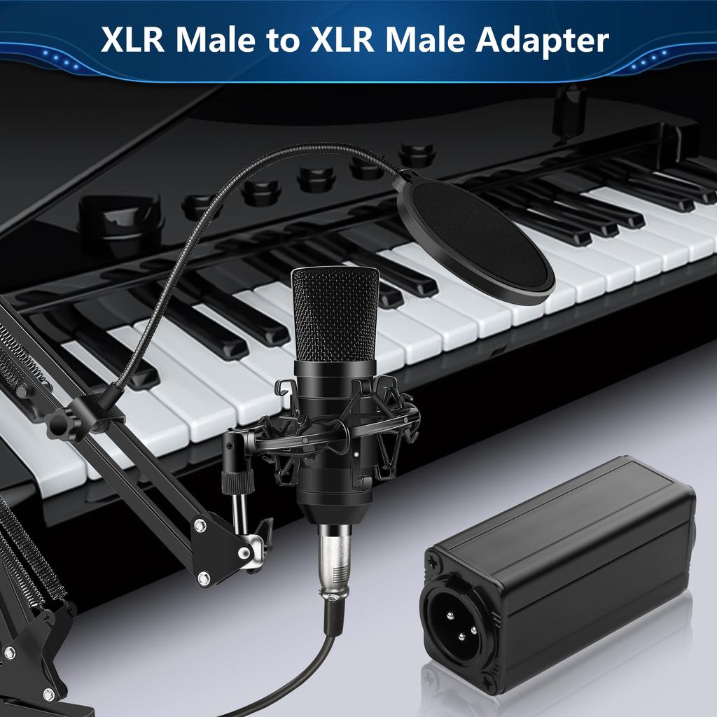 CERRXIAN XLR 3-pin Male-to-Male Adapter, 3-pin Microphone Gender Changer Connector, for Studio, Home, and Stage Use, Black