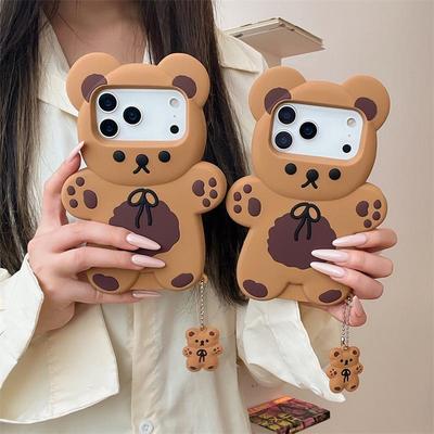 Teddy Bear Cartoon Phone Case for iPhone 14/13/12/11, 17/16/15 Pro Max - Drop-Proof Design