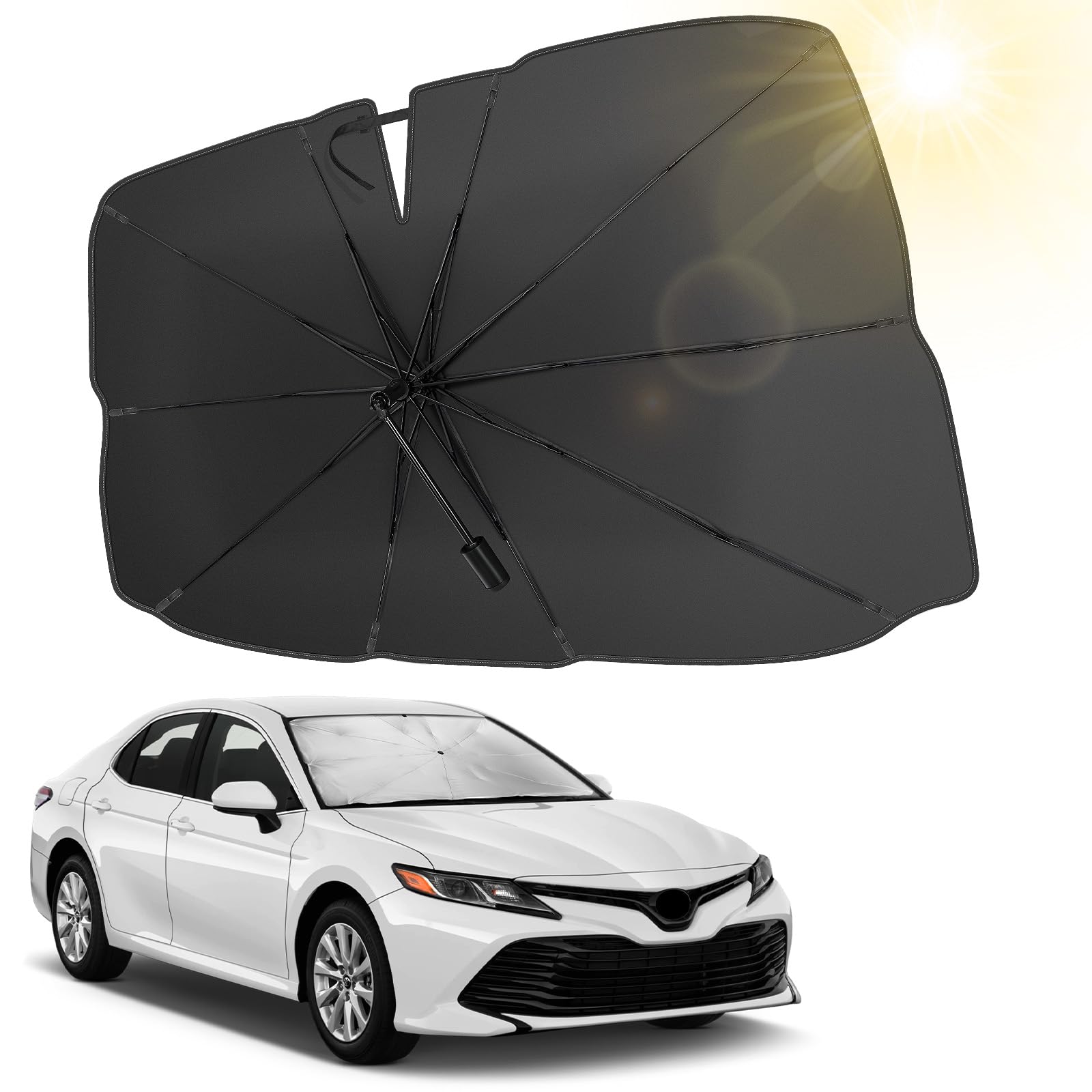 

JOYTUTUS 4405 Sun Shade Car Front Nbox Mini Car Umbrella Sun Shade Windshield Car For light cars only чёрный