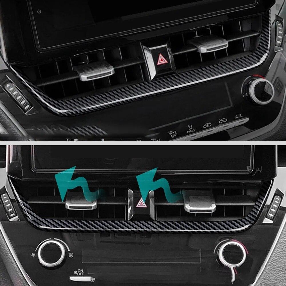 ABS Carbon Fiber Center Console Dashboard Navigation Air Vent Frame Cover Trim for Toyota Corolla Cross  2022