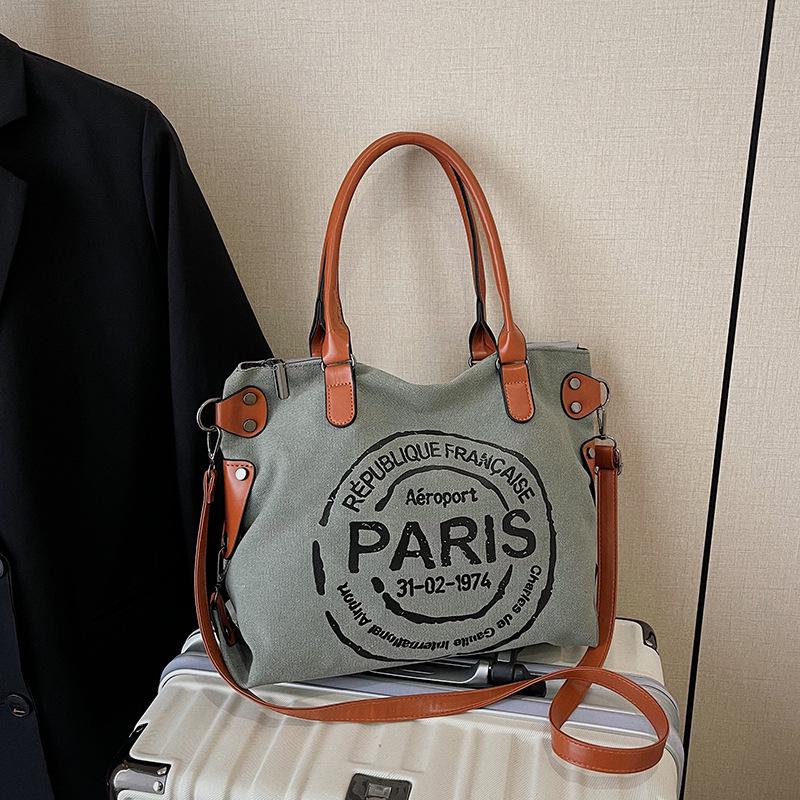 

Trendy Retro Canvas Tote: Stylish, Large-Capacity Crossbody for Casual Commutes серый