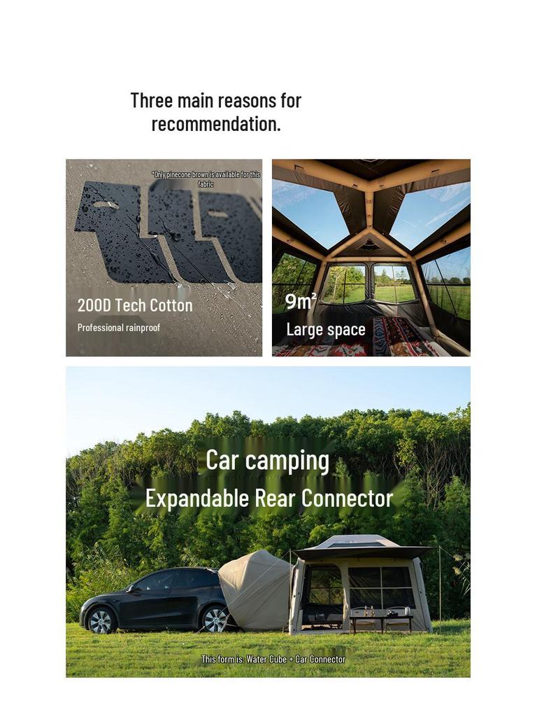 Explorer Water Cube Automatic Inflatable Tent - Rainproof Outdoor Camping Gear for Car Tail Integration
