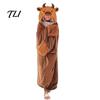 Damen Halloween Kostüm Tier Tragbare Decke Hoodie für Damen, Übergroßer Flanell Pullover Knopfleiste Decke, Cosplay Umhang Nachtwäsche Winter