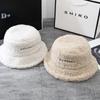 New Korean Style Lamb Wool Warm Fisherman Hat for Women In Autumn and Winter Japanese Embroidered Letter Basin Hat Thickened Ear Protection Hat