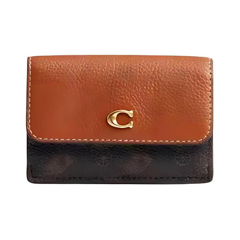 

COACH Essential 11 Metal Logo Carriage Print Snap Fastening Coated Canvas Wallet Regular Women s Black Brown Chalk taupe чорний