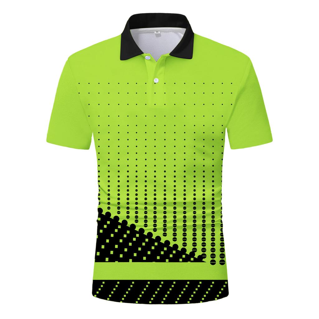 Men's Casual Color Printed Loose Short Sleeve T-Shirt Po Lo Shirt