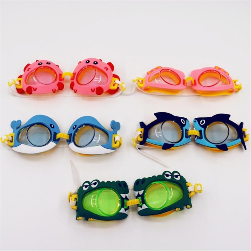 Kids AntiUV Swim Goggles Cartoon AntiFogs Toddlers Swim Glasses Adjustable Waterproofs Swimming Glasses for Boy Girls