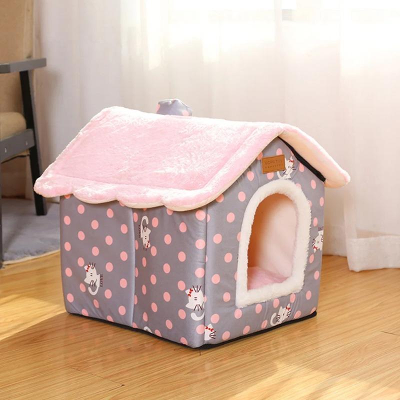 Foldable Dog House Pet Cat Bed Winter Dog Villa Sleep Kennel Removable Nest Warm Enclosed Cave Sofa Pet Supply