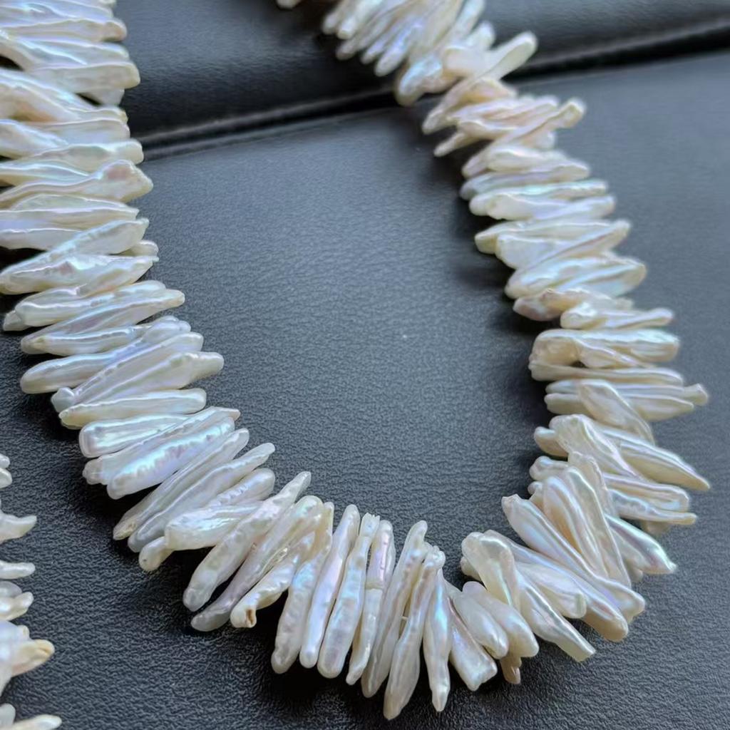 1 Ficelle, Perles d'Eau Douce Naturelles Blanches, Perles Baroque à Trou Horizontal, pour la Fabrication de Colliers, Bracelets, Bijoux Artisanaux, Longueur 36 Cm