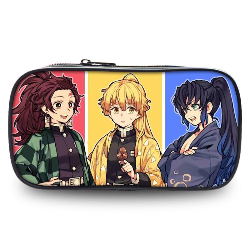 Spacious Oxford Demon Slayer Pencil Case For Students With Casual Style