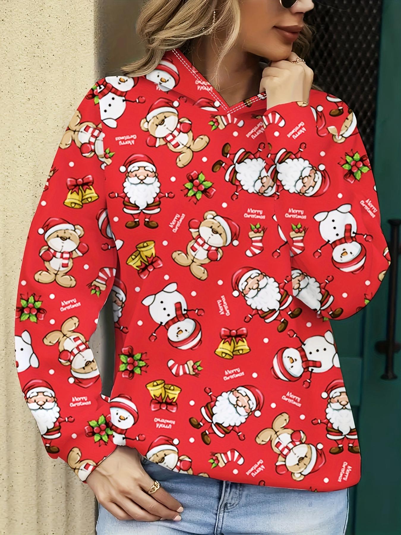 

Рождественский милый снеговик мультяшный принт толстовка с капюшоном XL