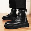 Men'S High-Top Boots Fashion Casual Leather Boots Men'S Sneakers Lace Up Ankle Boots Motorcycle Platform Boot Zapatillas Hombre
