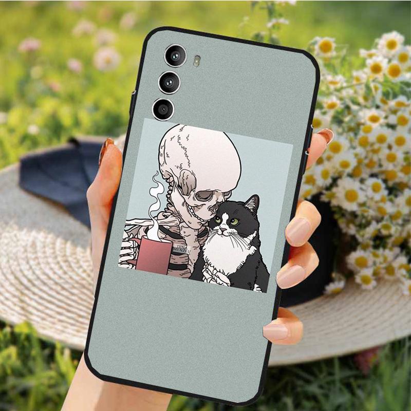 Skeleton Cat Phone Case For Motorola Edge 50 40 Pro 50 40 30 Ultra Neo Fusion Moto G84 G54 G85 G62 G53 G72 Funda