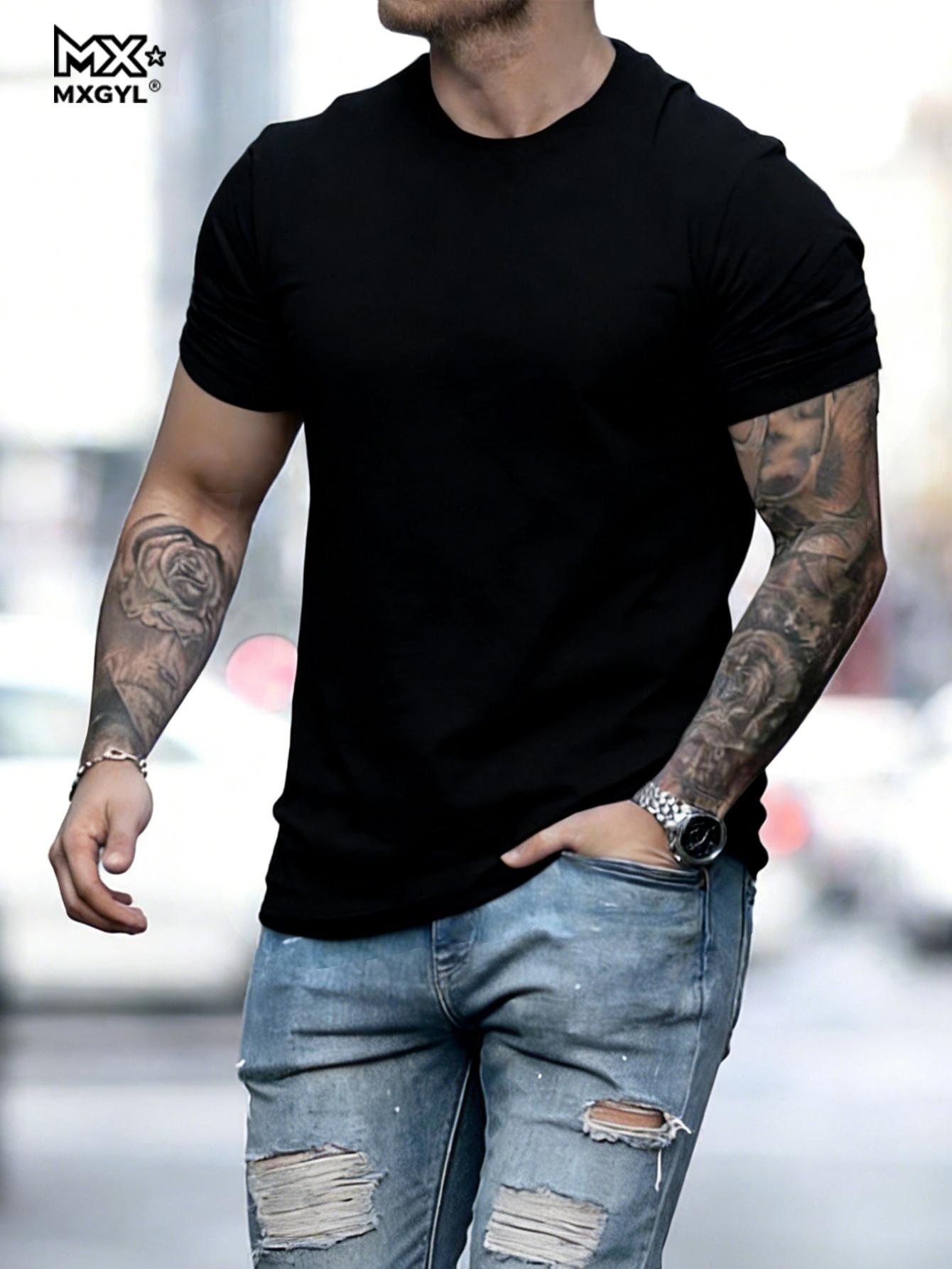 

Summer men s casual sports loose plus size whatever letter printed comfortable round neck short sleeved T-shirt 5XL чорний