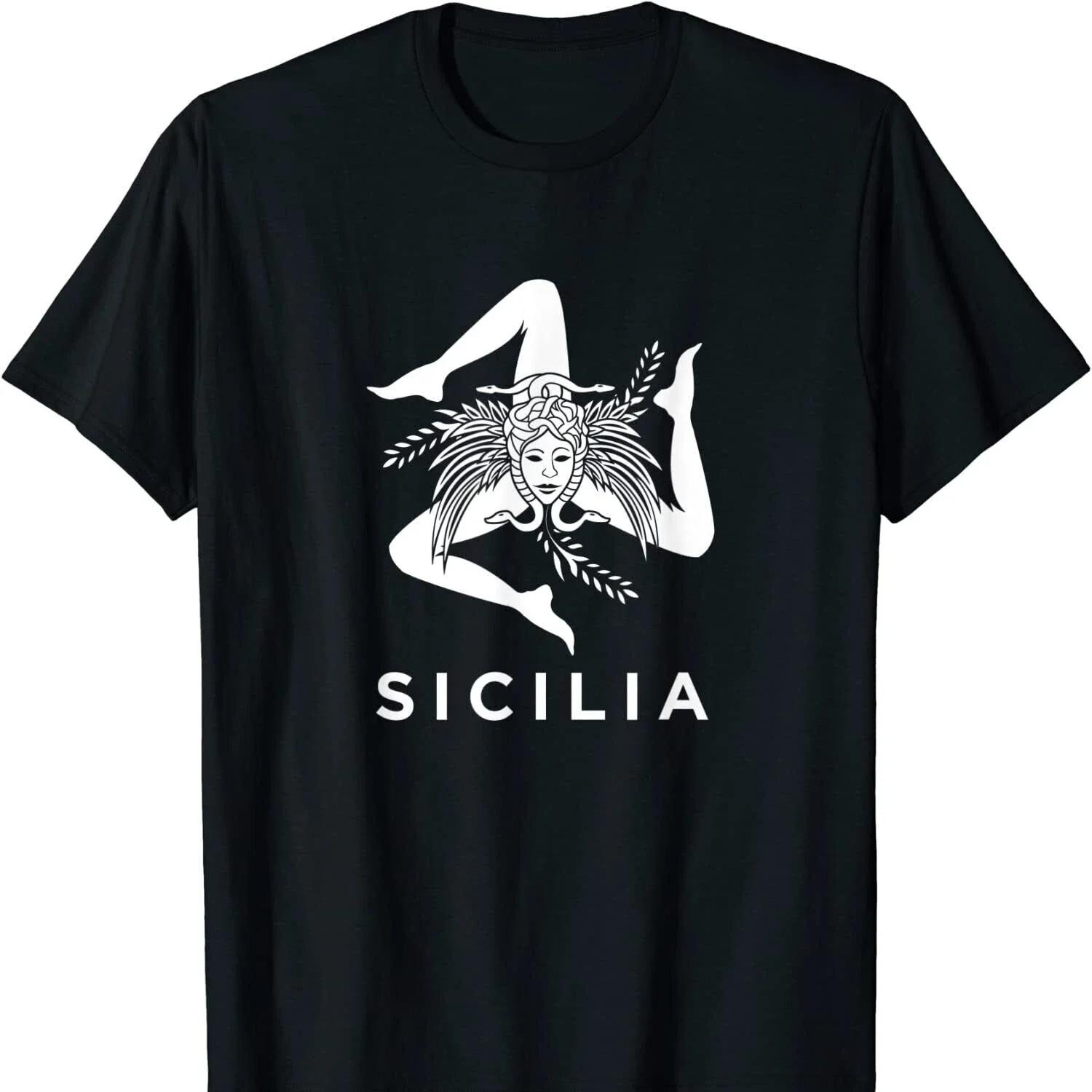 

Sicilian Pride Sicilian Flag Trinacria- The Symbol of Sicily T Shirt New 100% Cotton Short Sleeve O-Neck T-shirt Casual Mens Top XXXXXL чорний