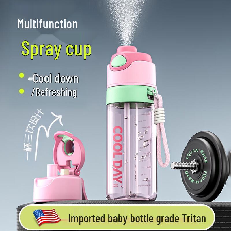 Cica Kids Spray Water Bottle with Straw 780ml розовый
