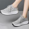Mesh Breathable Sneakers for Women Solid Color Lace Up Thick Soles Light Walking Vulcanized Shoes Tenis De Corrida Feminino