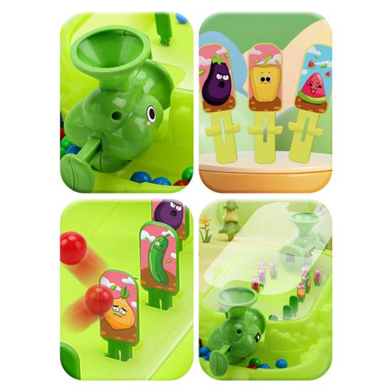 Kids Ball Shooter Toy with 60 Beads Focus Training Family Night 2 Players Interactive Vegetable Target Shoot Board Game Toddlers Boys Girls Gift