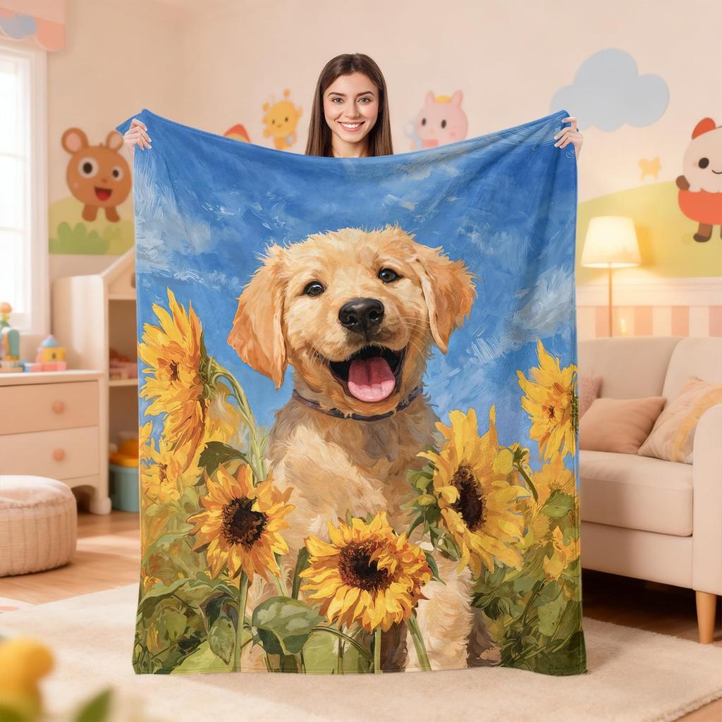 Golden Retriever Blanket Soft Lightweight Flannel Fleece Throw Blanket for Couch Bed Sofa Travel Gift for Women Girls Pet Lovers