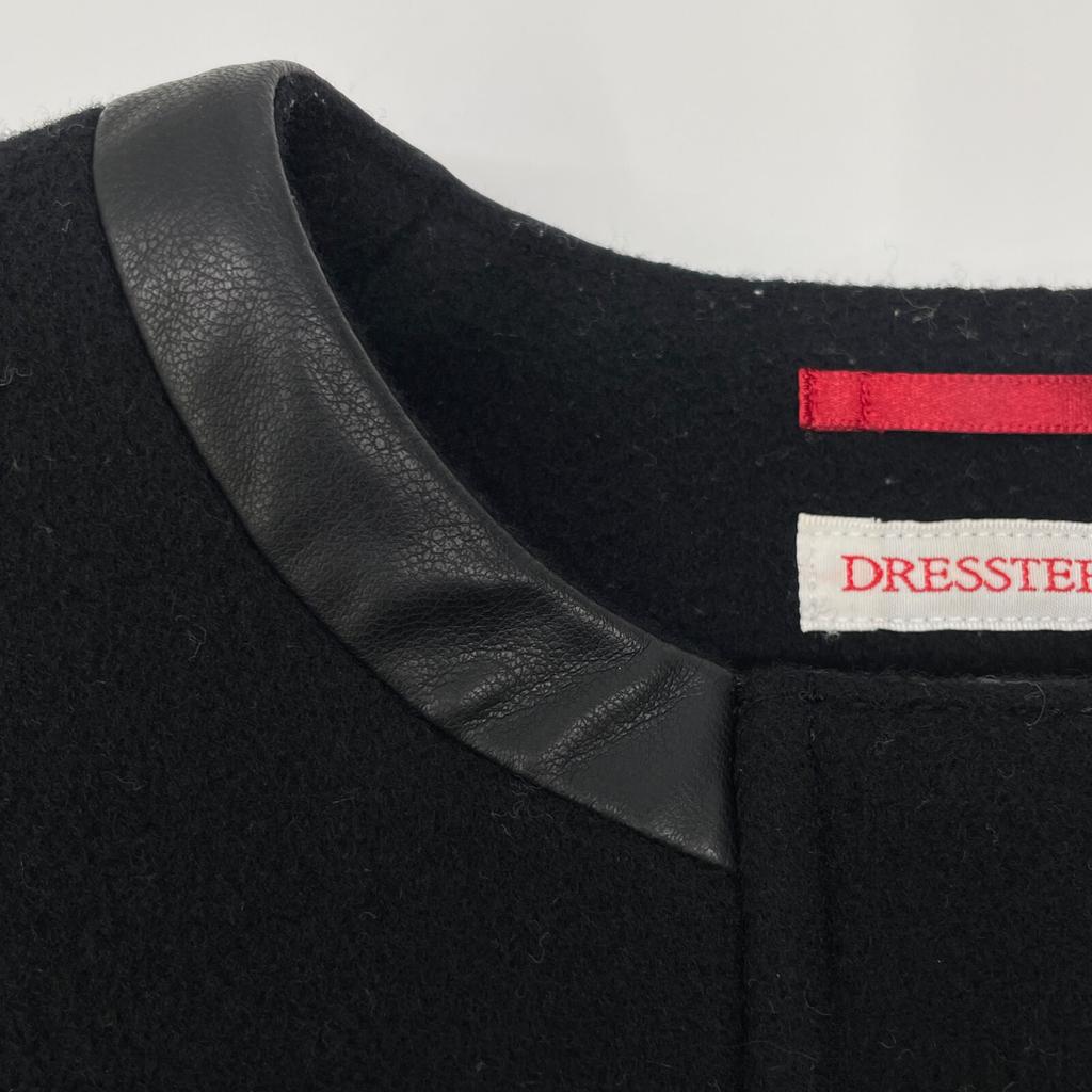DRESSTERIOR Black wool blouson jacket with leather piping Jacket 36 blackUsed