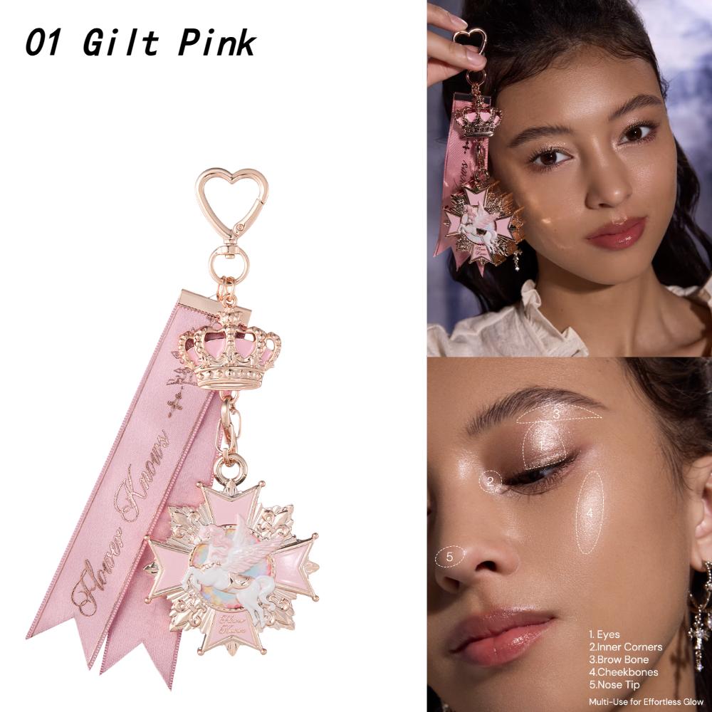 FlowerKnow Lapin Jardin Cupidon Ours Sucré Poudre Visage avec Blush Highlighter Pendentif Longue Tenue Portable Maquillage Décoration