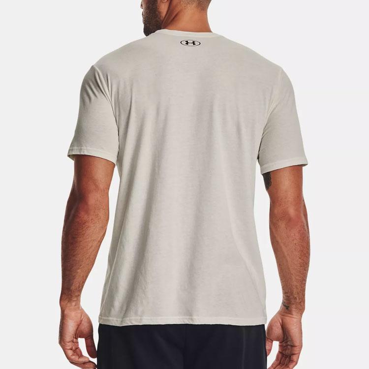 Under Armour Project Rock Brahma Bull Vintage Print Crew Neck T-Shirt Men Ivory-White 1361733-130
