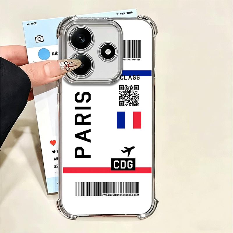 Travel Air Ticket Label Soft Phone Case For Xiaomi Poco X7 X8 Pro Max X6 X5 X3 F8 Ultra F7 M8 M7 M5S Redmi 15C 15A 15 14C 13C 12