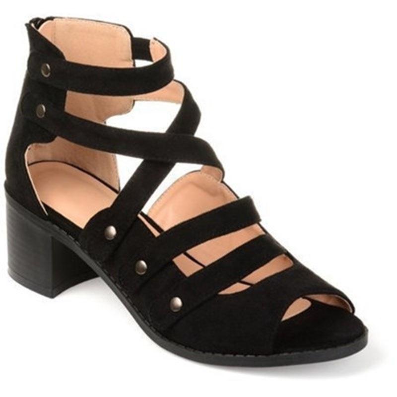 Luxurious Womens Ladies Low Heel Wedge Summer Rivet Sandals For Casual Holidays