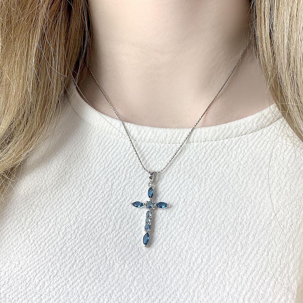 Silberkreuz mit London Blue Topas (2085072)