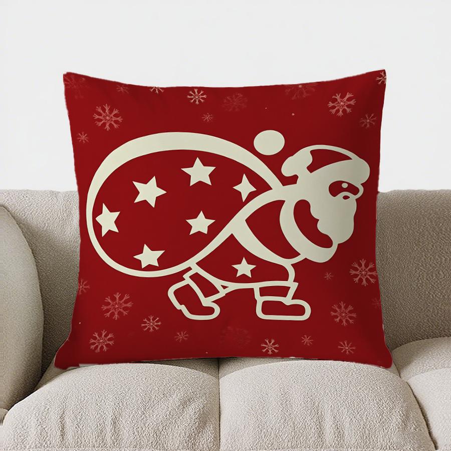 Home Decor Deer & Snowflakes Christmas Throw Pillow Cover Pattern Cushion Cover Suitable For Sofa Bedroom Car Pillow Cover