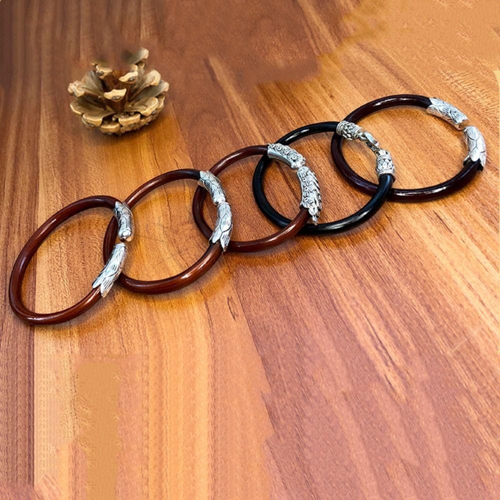 Tibetan Silver Opening Bangles No Knot Chicken Spatholobi Bracelet Rosewood Bracelet  Gift