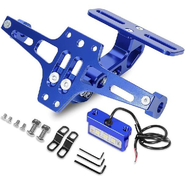 MDPROMCP Motorcycle License Plate Bracket Fender Eliminator With LED Light, CNC Aluminum Universal Motorcycle License Plate Holder Mount (Black)