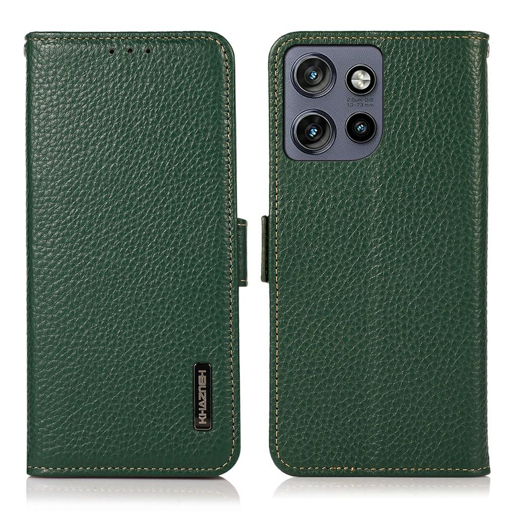 KHAZNEH For Motorola Edge 50 Neo 5G/Moto S50 5G/Thinkphone 25 5G Phone Case Genuine Cow Leather Cover RFID Blocking