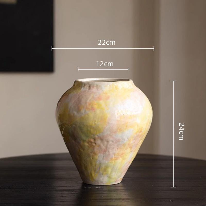 Keramikvase Handgefertigt Steinguttopf Blumenvase Blumenarrangement Zubehör Retro Blumentopf Heimdeko Zubehör