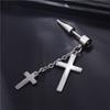 Elegant Goth Pendent Crystal Feather Tassel Korean Dangle Earrings Ear Jewelry Men Earrings Cross