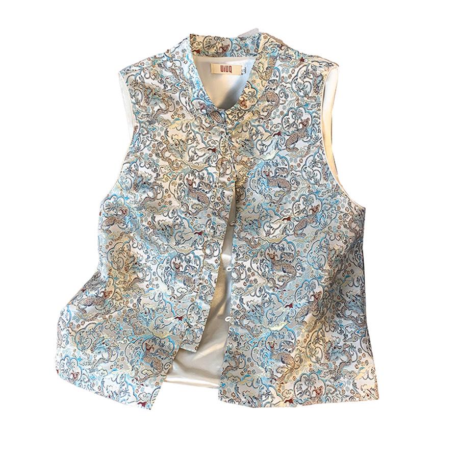 Elegante Chaleco Jacquard Estilo Chino - Nuevo Traje Tang Sin Mangas para Mujer Primavera/Otoño
